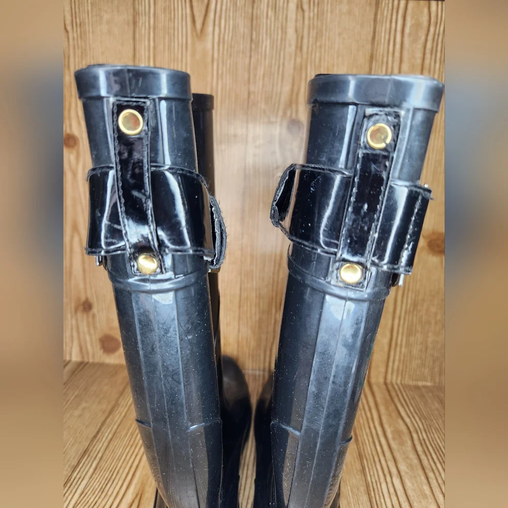 Burberry Women's Black Calf Rain Boot Size 9.5 / 40 - Picture 7 of 17